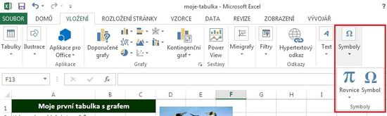 MS Excel 2013 - karta vložit