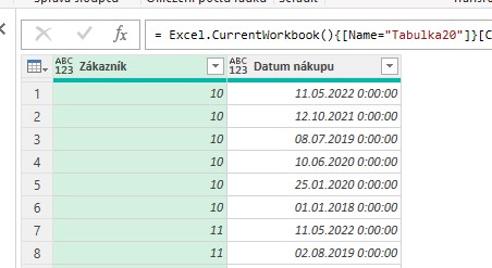 Excel - serazena tabulka