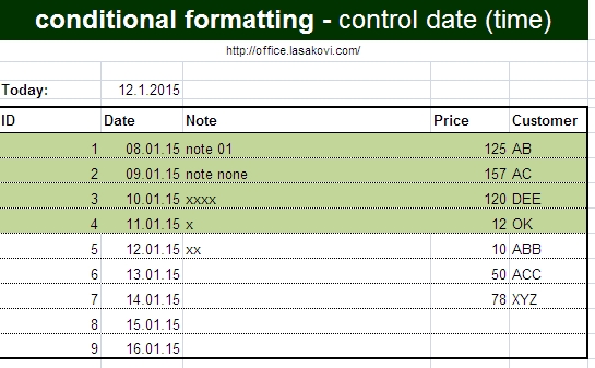 Conditional formatting: Control date/time