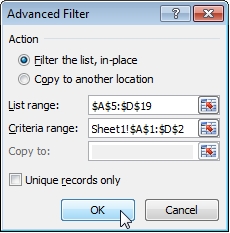 Ribbon Data: Advanced Filter