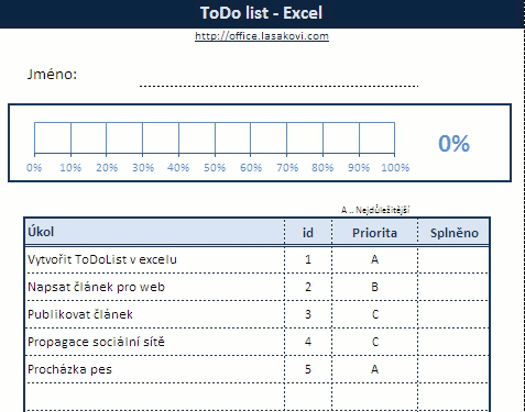 ToDo list - Microsoft Excel
