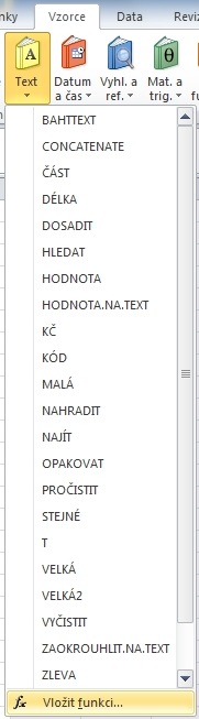 MS Excel 2010 - textov funkce