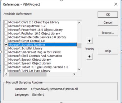 Microsoft scripting runtime как включить в excel