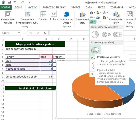 MS Excel 2013 - graf vkldn