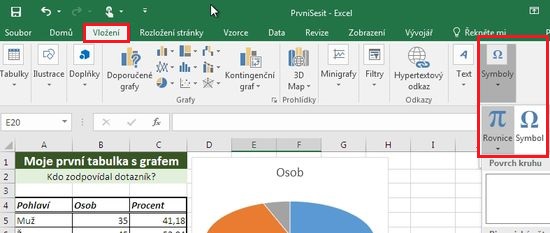MS Excel 2016 - karta vložit