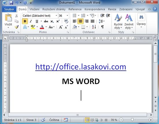 MS Word 2010 - Úvodní obrazovka